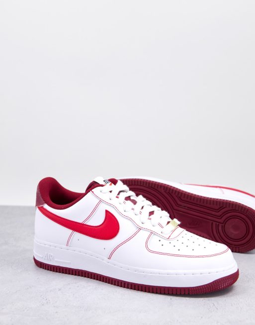 Nike Air Force 1 07 Swoosh 50th Anniversary trainers in white and red