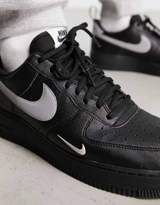 Nike Air force 1 07 trainers in black and metallic grey ASOS