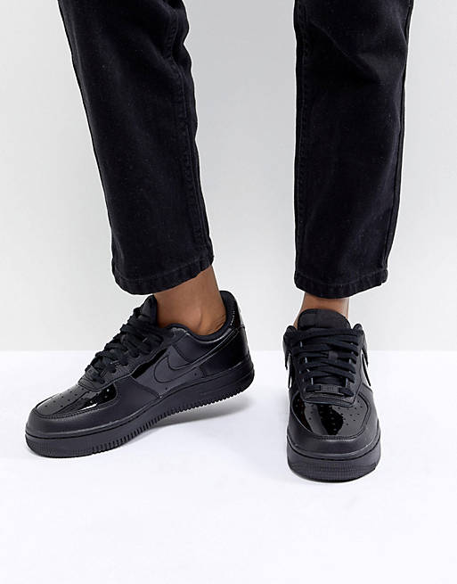 Nike Air Force 1 '07 Trainers In Black Patent | ASOS