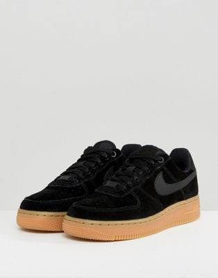 nike air force 1 black and gum sole