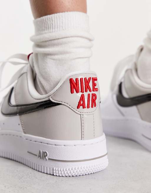 Nike air force 1 gray and red sale