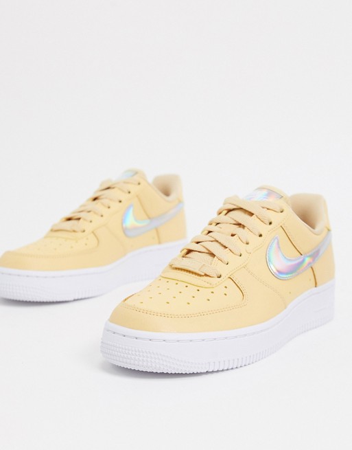 Nike Air Force 1 '07 trainers in lemon with holographic swoosh