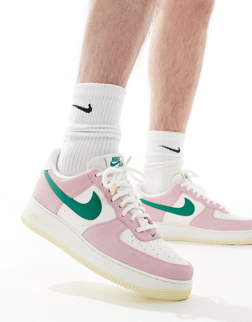 Nike Air Force 1 '07 trainers in pink, white and green