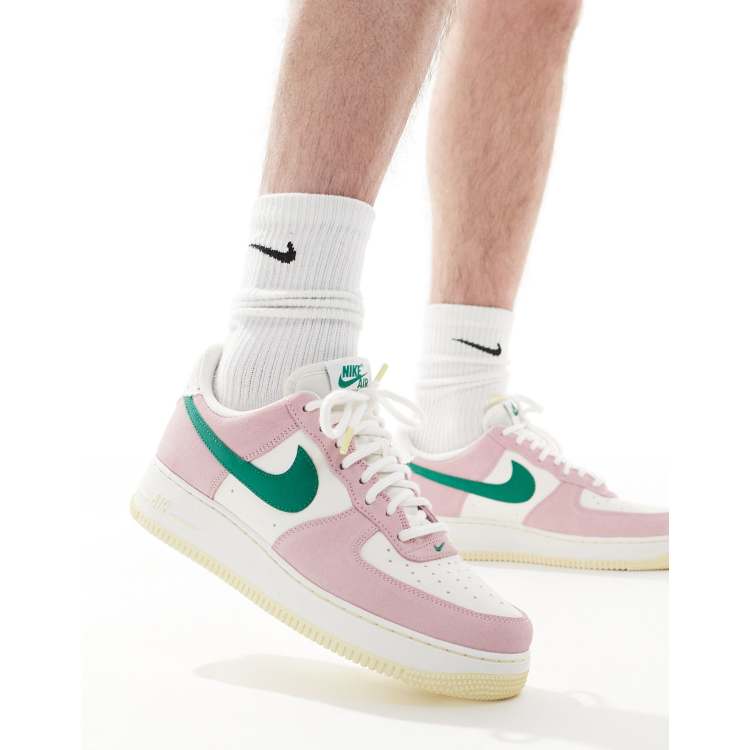 Nike Air Force 1 07 trainers in pink white and green ASOS