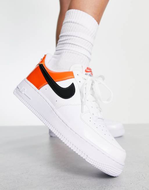 orange and white nike air force 1