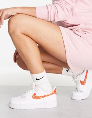 Nike Air Force 1 '07 trainers in white and orange paisley | ASOS
