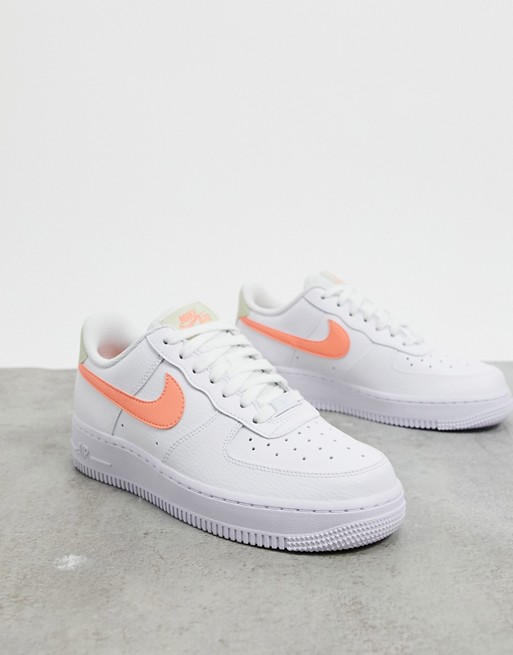 Nike Air Force 1 '07 trainers in white orange and beige