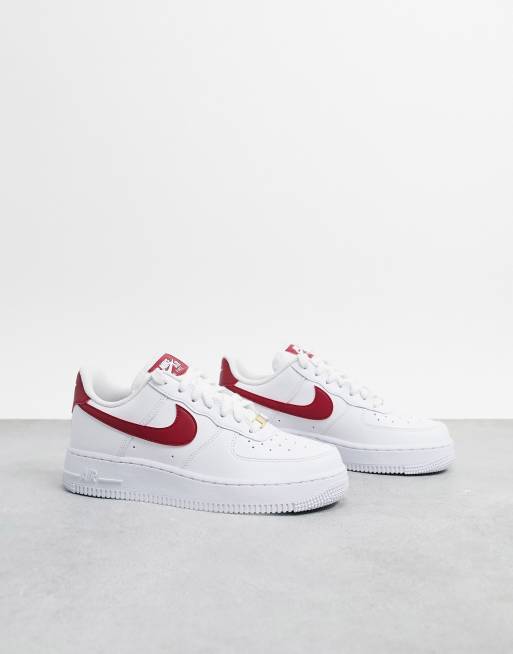 Burgundy and white store air force ones