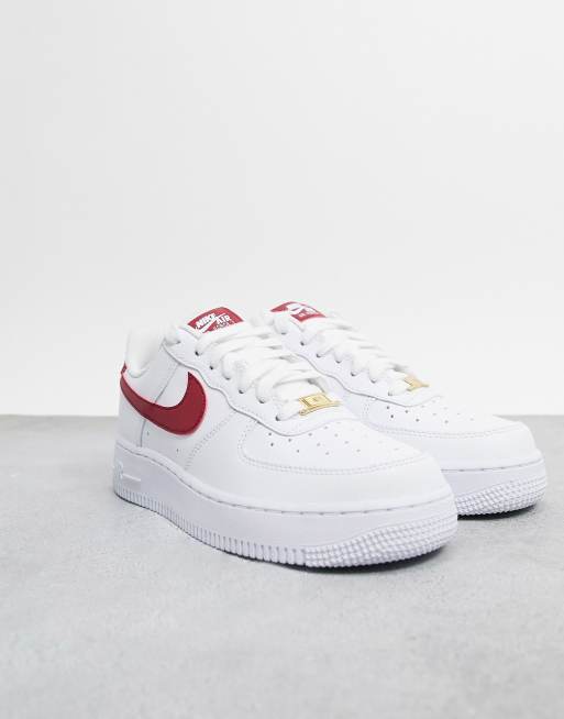 Nike White And Burgundy Air Force 1 07 Lv8 4 Sneakers for Men