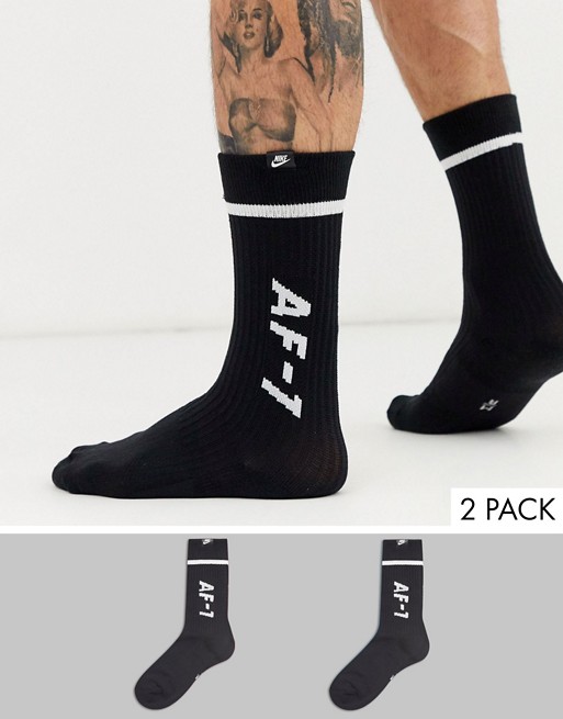 Nike Air Force 1 2 pack socks in black