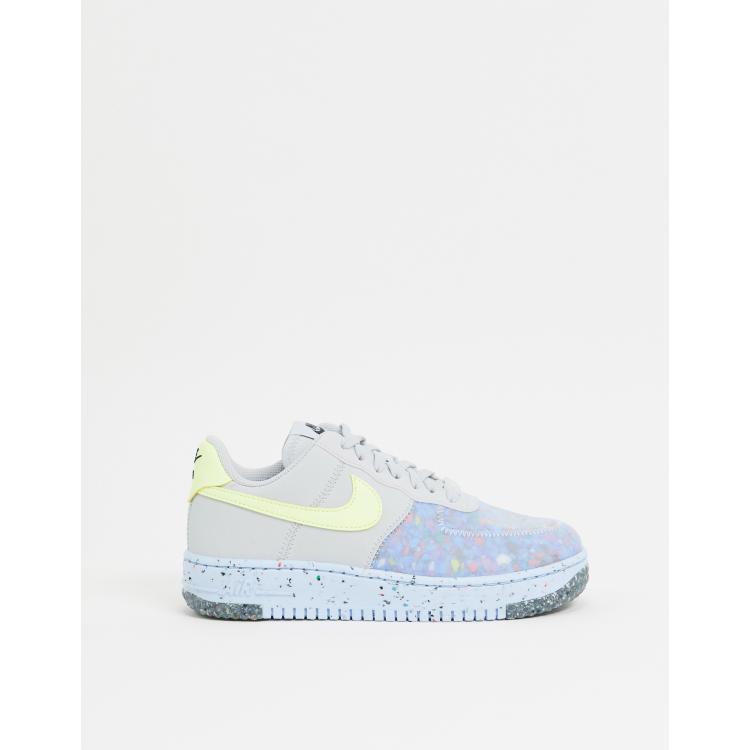 Nike Air Force 1 Crater sneakers in pure platinum/barely volt | ASOS