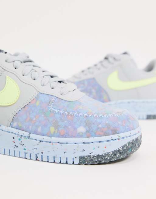 Nike Air Force 1 Crater sneakers in pure platinum/barely volt | ASOS