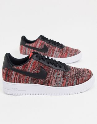 nike air force 1 flyknit 2.0 university red black