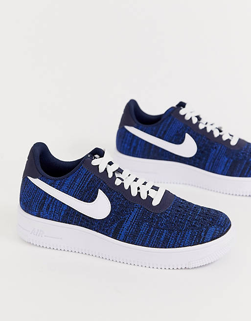 Nike air force 1 flyknit trainers in navy