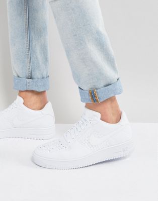 nike air force 1 flyknit trainers in white