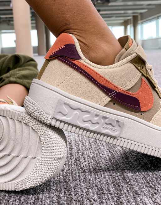 Nike Air Force 1 Fontanka Gel Sneakers color kaki e pietra