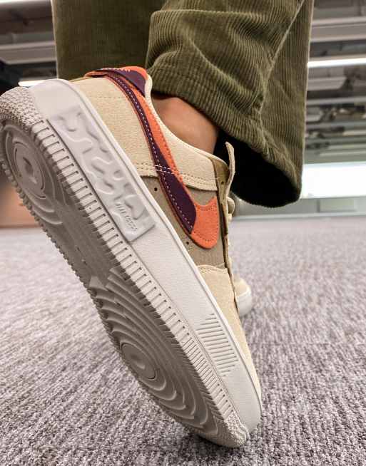 Nike - Air Force 1 Fontanka Gel - Sneakers in mix van kaki en stone, 2 van 4