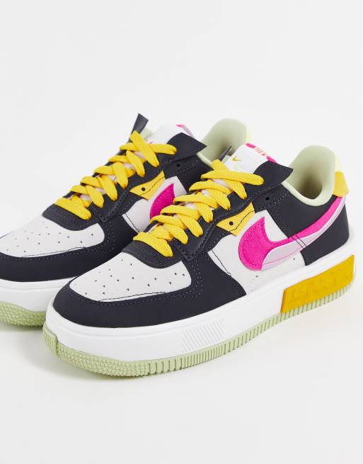 Nike - Air Force 1 - Fontanka - Sneakers in wit, zwart en felroze mix