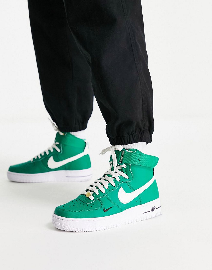 Nike Air Force 1 Hi 40th anniversary sneakers in malachite green and white