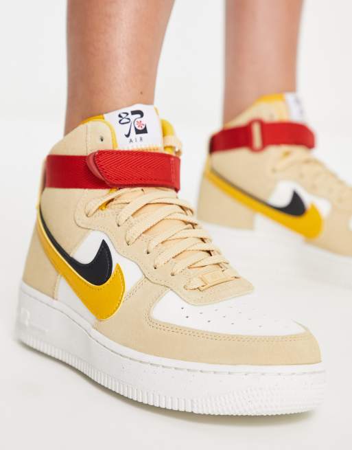 Nike Air Force 1 High trainers in sesame and yellow ASOS