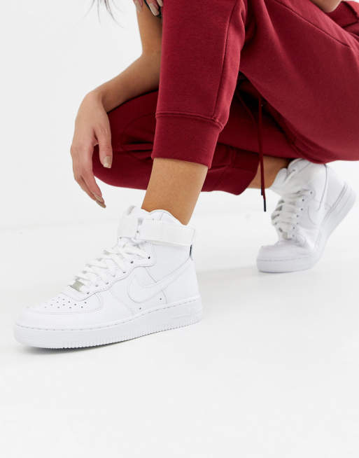 hypotheek half acht een miljard Nike - Air Force 1 - Hoge sneakers in wit | ASOS