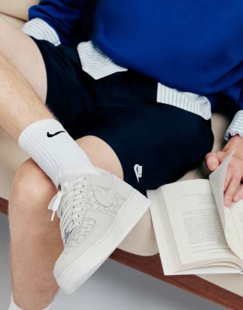 Nike Air Force 1 Low Retro vævede sneakers i råhvid - view 1