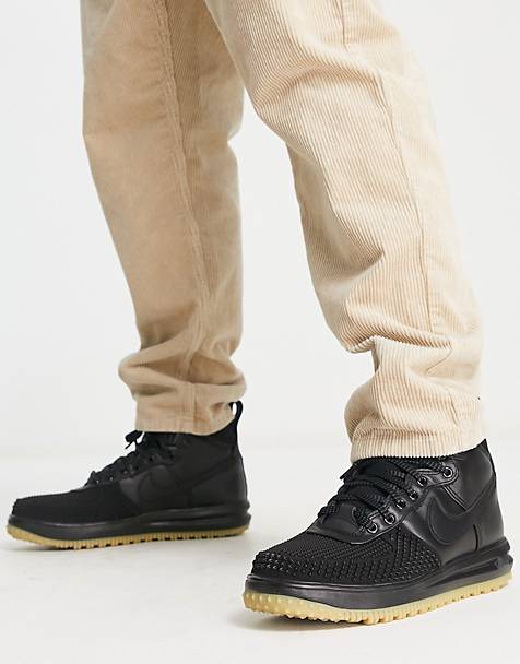 Nike Air Force 1 Lunar Force boots in black with gum sole