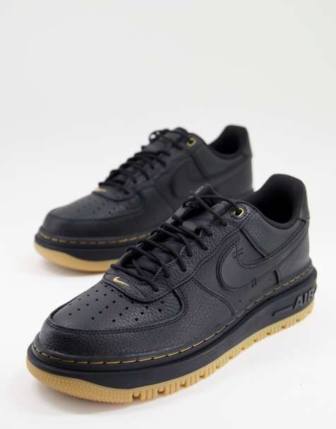 Nike Air Force 1 Luxe trainers in black with gum sole - view 1