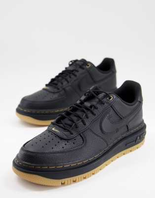 Nike air force 1 black with gum on sale sole