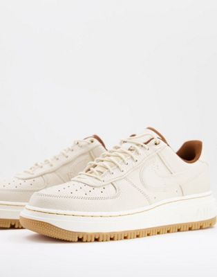 Nike Air Force 1 Luxe trainers with chunky gum sole in stone