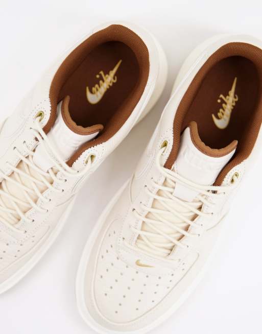 Nike Air Force 1 Luxe trainers with chunky gum sole in stone