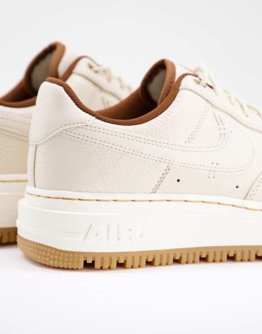 Nike Air Force 1 Luxe trainers with chunky gum sole in stone