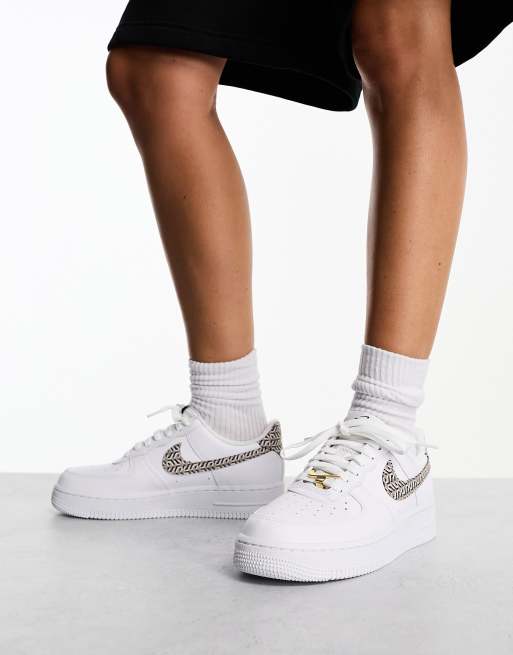 Nike Air Force 1 LX Sneakers in White & Brown