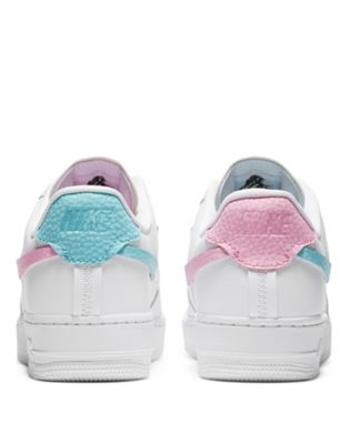 nike air force with blue and pink tick