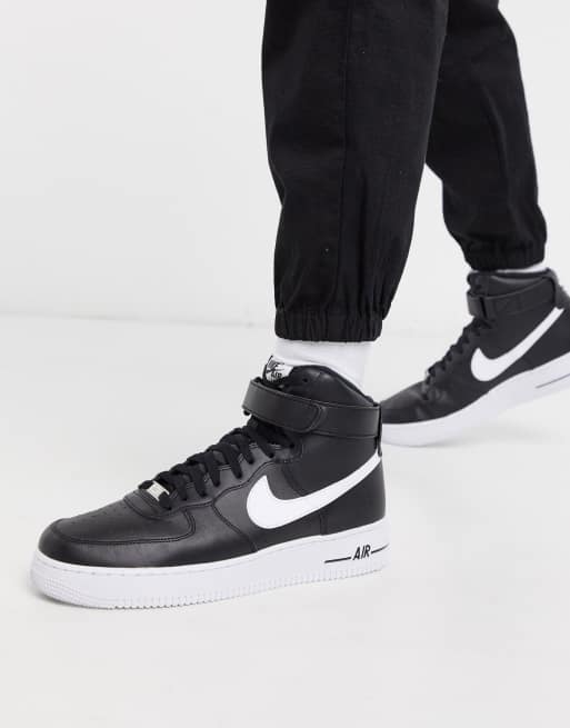 nike air force black and white mid