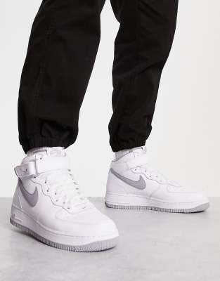 Nike Air Force 1 Mid '07 sneakers in white and gray | ASOS