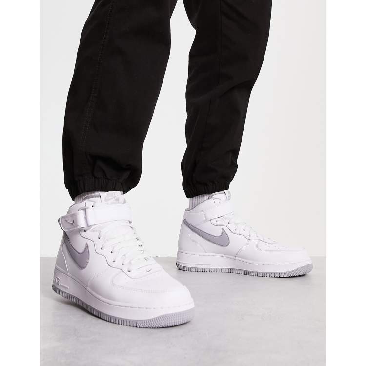 Nike Air Force 1 Mid '07 sneakers in white and gray