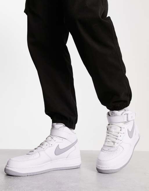 Nike Air Force 1 Mid '07 sneakers in white and gray