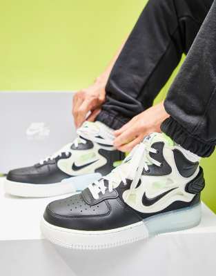 white black and green air force ones