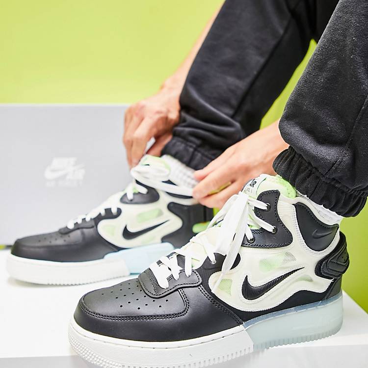 equation Duplication catch a cold Nike Air Force 1 Mid React sneakers in sail white, black and ghost green |  ASOS