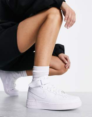 Nike Air Force 1 Mid White On Feet 