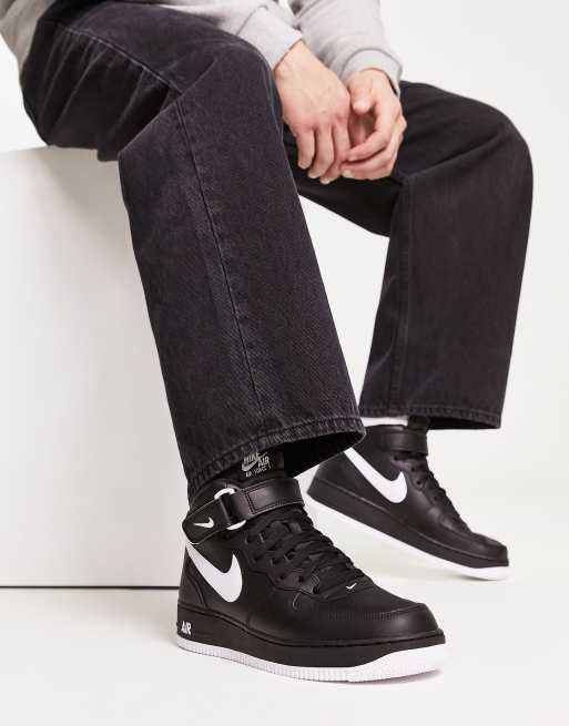 Nike Air Force 1 Mid trainers in black and white ASOS