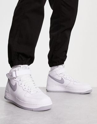 Nike Air Force 1 Mid trainers in white and grey | ASOS