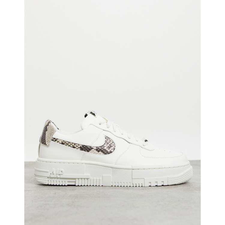 Nike Air Force 1 Pixel in off white and snake print | ASOS