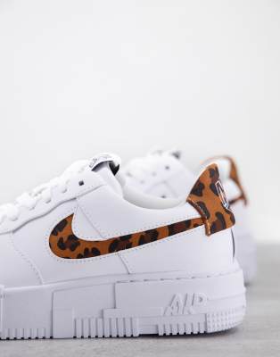 white air force with leopard print