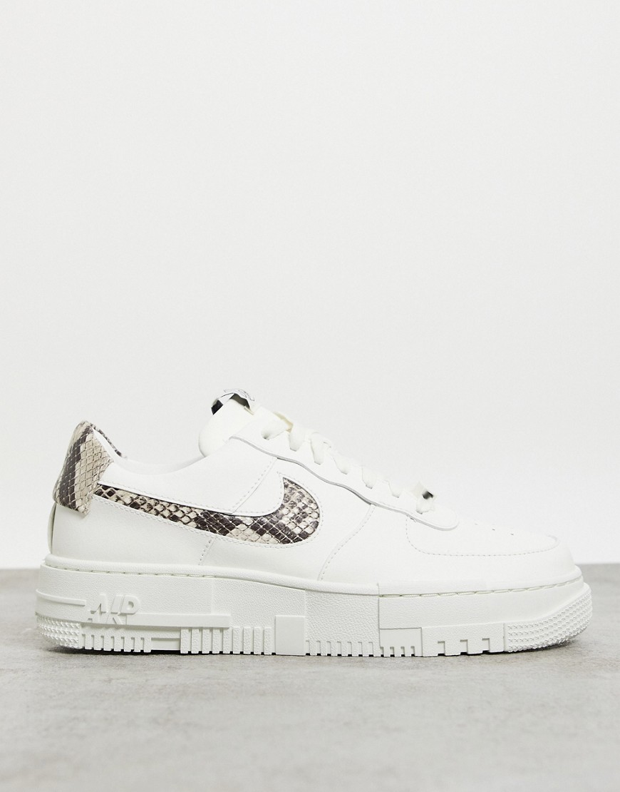 Nike Air Force 1 Pixel sneakers in off-white and snake print