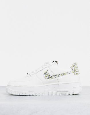 Nike Air Force 1 Pixel trainers in off white and leopard print