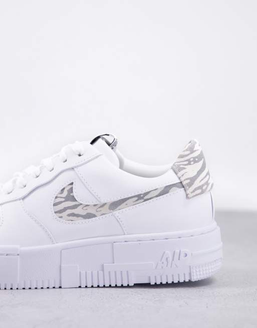 Nike Air Force 1 Pixel trainers in white and zebra print