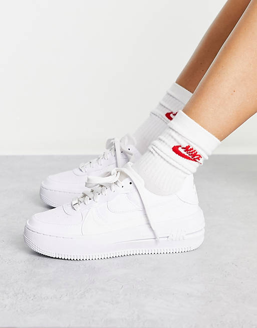 Ambigüedad Extensamente Fuera de Nike Air Force 1 platform sneakers in triple white | ASOS