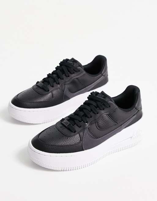 Men's Air Force 1 Low Casual Shoes in Black/Black Size 13.0 | Leather by Nike